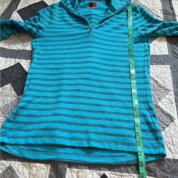 Icebreaker merino wool 260 blue stripe 1/4 zip medium - Picture 7 of 11